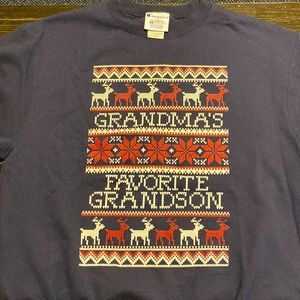 Barstool Champion Navy Crew Ugly Sweater - Grandma’s Favorite Grandson M